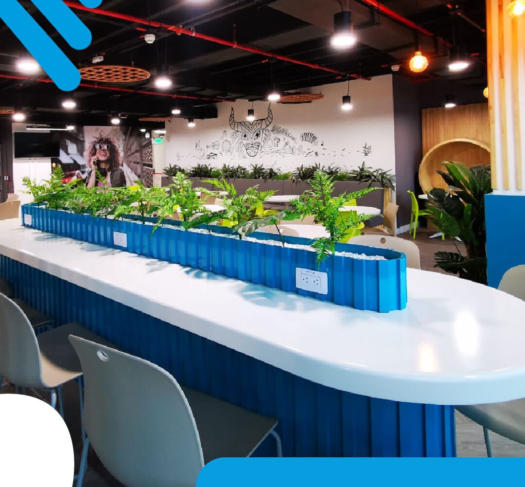 Barra de cafetería corporativa Angus Azul